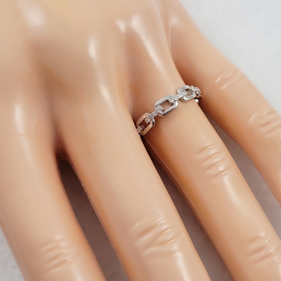 Sterling Silver Link Eternity Band - Picture 2 of 14